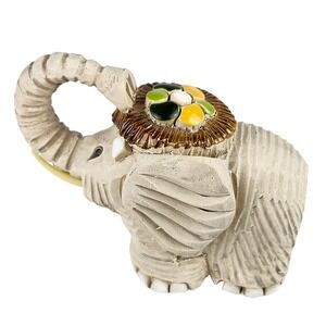 VTG Handmade Artesania Rinconada Elephant Figurine Lucky Trunk Up Uruguay Enamel